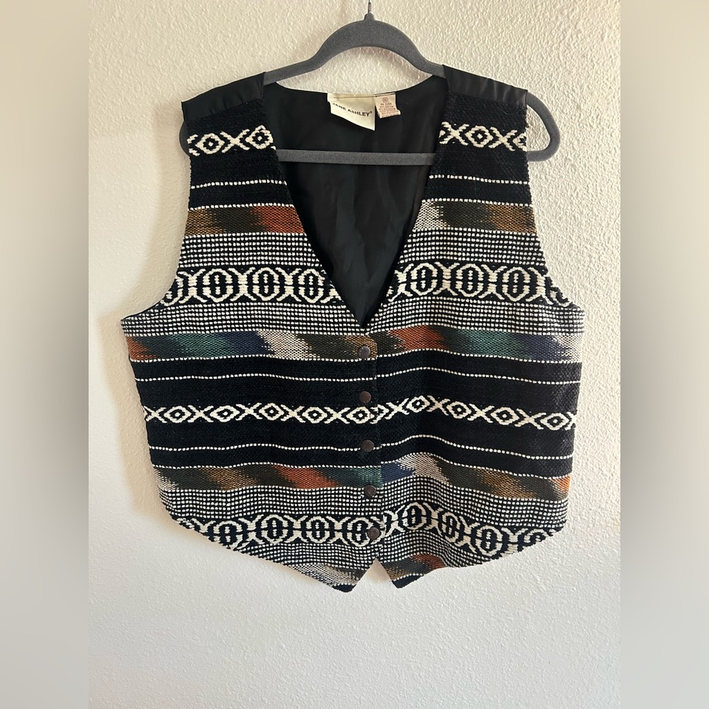 Vintage Jane Ashley Southwest Aztec Blanket Vest Womens Size XL